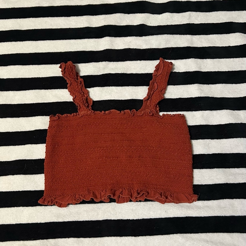 Kendall & Kylie Burnt Orange Ruffle Top